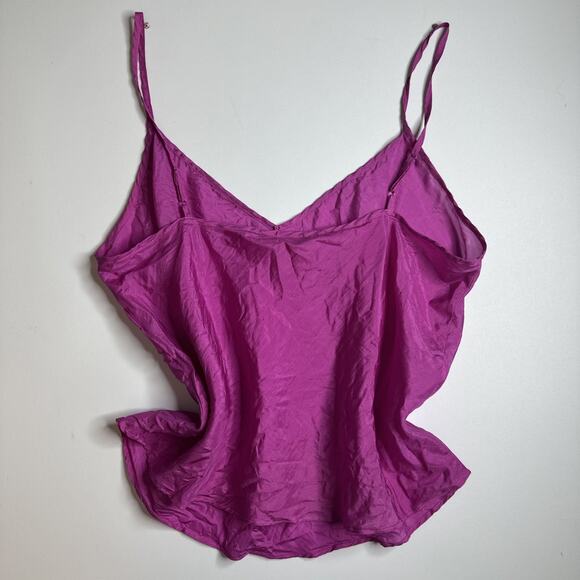Sunny Leigh 100% Silk Fuchsia Camisole M Barbiecore Coquette Y2K Lingerie Top - Picture 4 of 10
